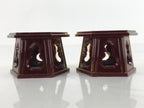 Japanese Buddhist Altar Fitting Offering Cup Stand Vtg 2pc Bukki Butsugu BA417