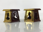 Japanese Buddhist Altar Fitting Offering Cup Stand Vtg 2pc Bukki Butsugu BA417