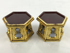 Japanese Buddhist Altar Fitting Offering Cup Stand Vtg 2pc Bukki Butsugu BA417