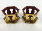 Japanese Buddhist Altar Fitting Offering Cup Stand Vtg 2pc Bukki Butsugu BA417