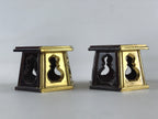 Japanese Buddhist Altar Fitting Offering Cup Stand Vtg 2pc Bukki Butsugu Gold BA