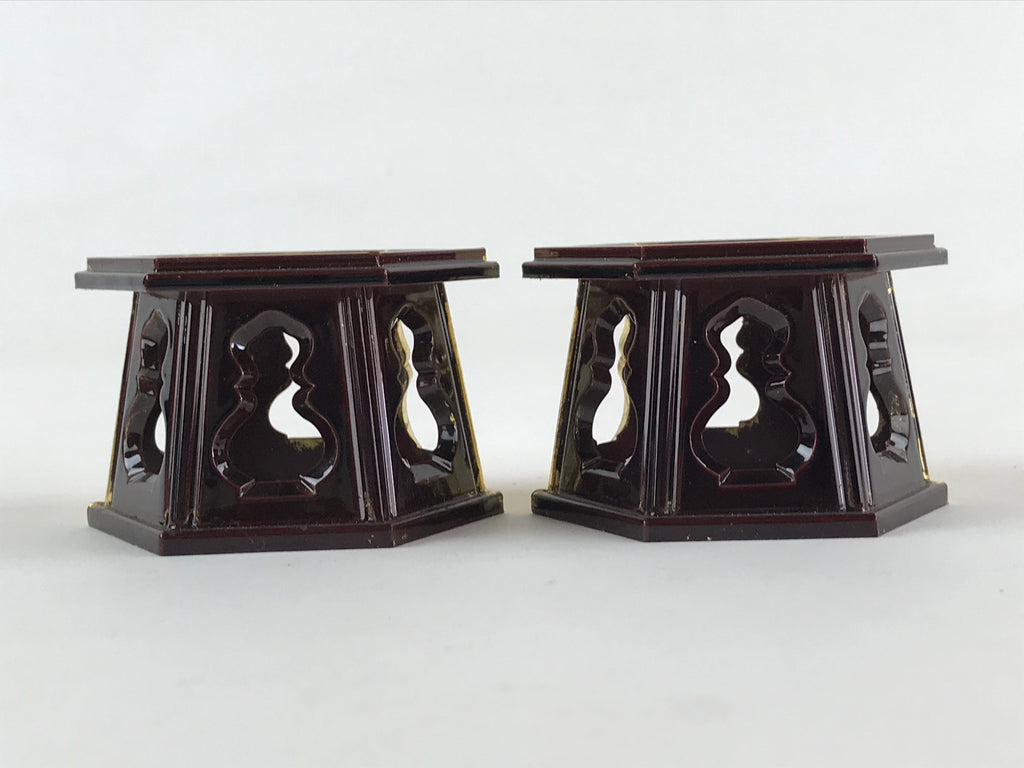 Japanese Buddhist Altar Fitting Offering Cup Stand Vtg 2pc Bukki Butsugu Gold BA