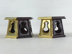 Japanese Buddhist Altar Fitting Offering Cup Stand Vtg 2pc Bukki Butsugu Gold BA