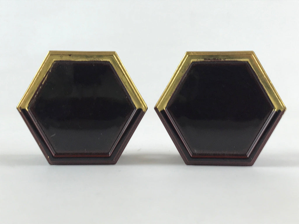 Japanese Buddhist Altar Fitting Offering Cup Stand Vtg 2pc Bukki Butsugu Gold BA