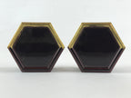Japanese Buddhist Altar Fitting Offering Cup Stand Vtg 2pc Bukki Butsugu Gold BA