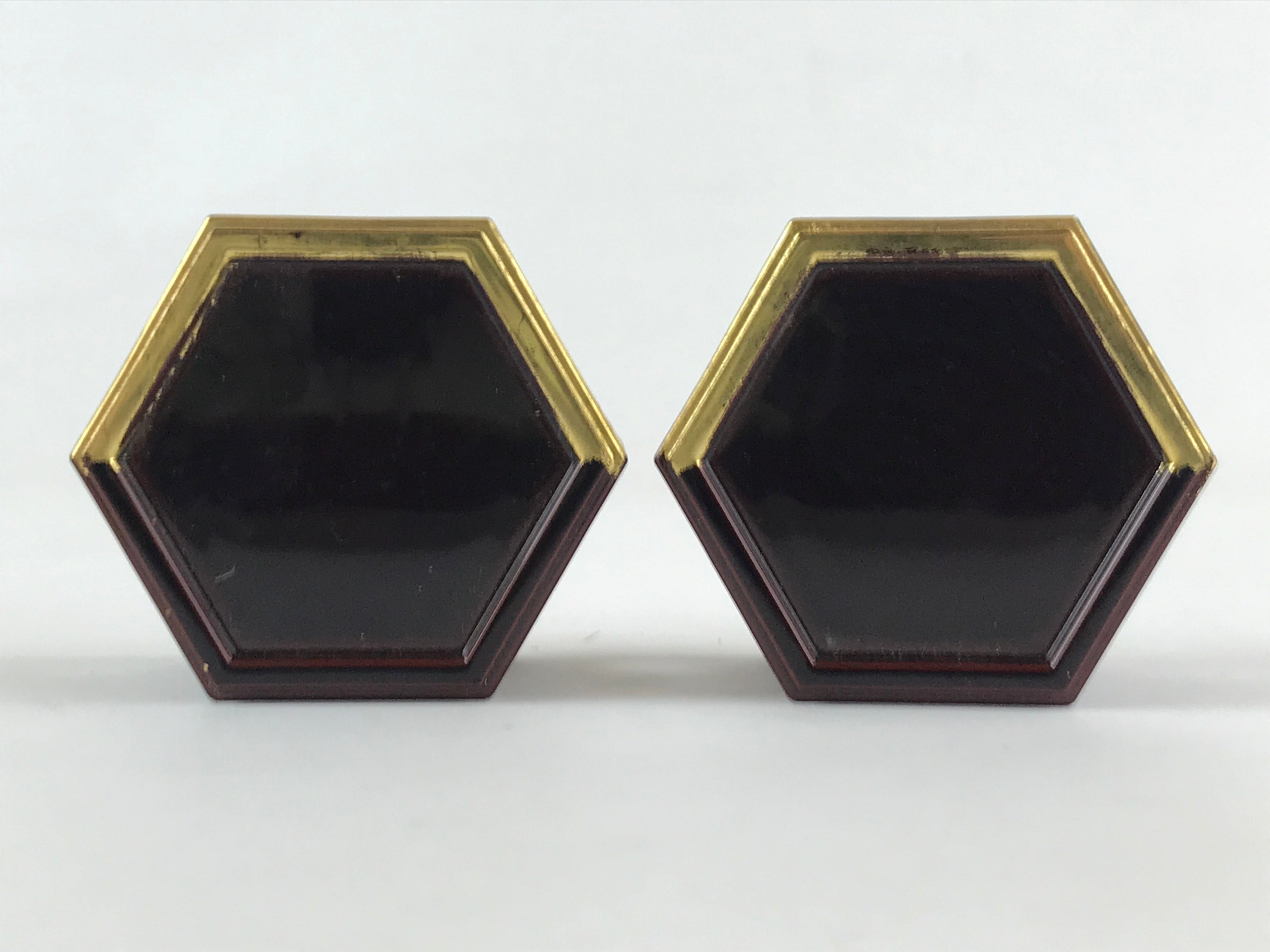 Japanese Buddhist Altar Fitting Offering Cup Stand Vtg 2pc Bukki Butsugu Gold BA