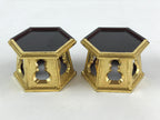 Japanese Buddhist Altar Fitting Offering Cup Stand Vtg 2pc Bukki Butsugu Gold BA