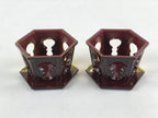 Japanese Buddhist Altar Fitting Offering Cup Stand Vtg 2pc Bukki Butsugu Gold BA