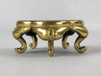 Japanese Buddhist Altar Fitting Offering Cup Stand Vtg Bukki Black Gold BA190