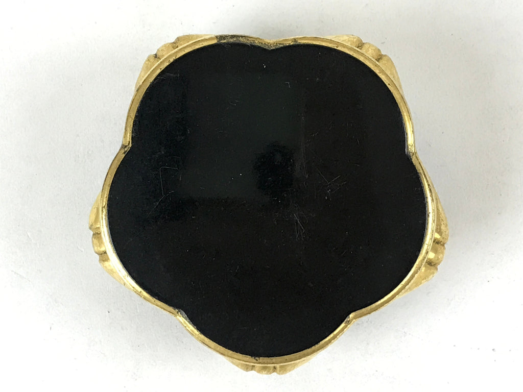 Japanese Buddhist Altar Fitting Offering Cup Stand Vtg Bukki Black Gold BA190