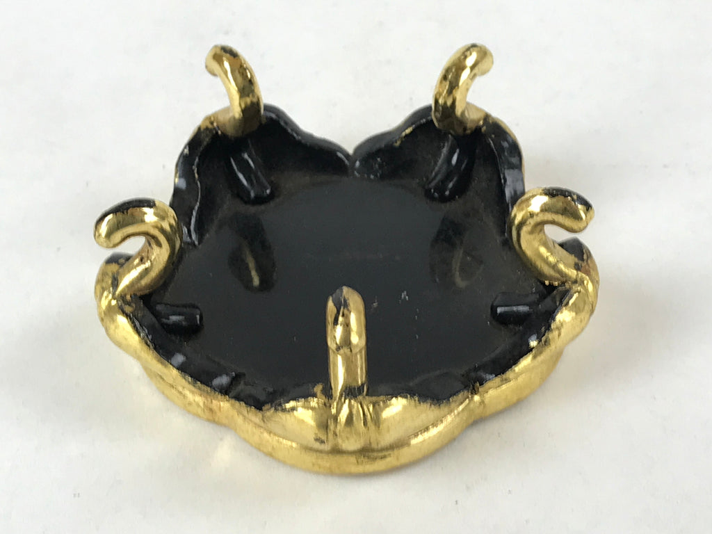 Japanese Buddhist Altar Fitting Offering Cup Stand Vtg Bukki Black Gold BA190