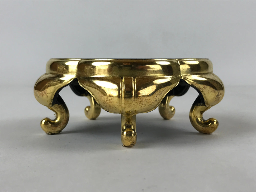 Japanese Buddhist Altar Fitting Offering Cup Stand Vtg Bukki Black Gold BA191