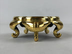 Japanese Buddhist Altar Fitting Offering Cup Stand Vtg Bukki Black Gold BA191