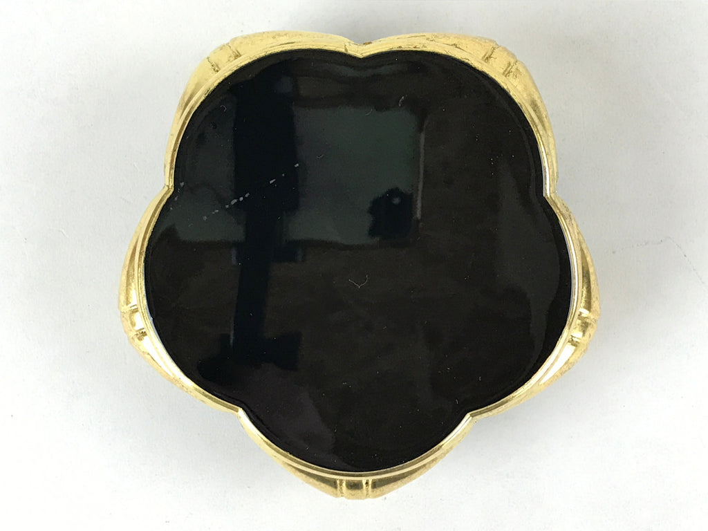 Japanese Buddhist Altar Fitting Offering Cup Stand Vtg Bukki Black Gold BA191