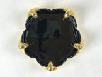 Japanese Buddhist Altar Fitting Offering Cup Stand Vtg Bukki Black Gold BA191