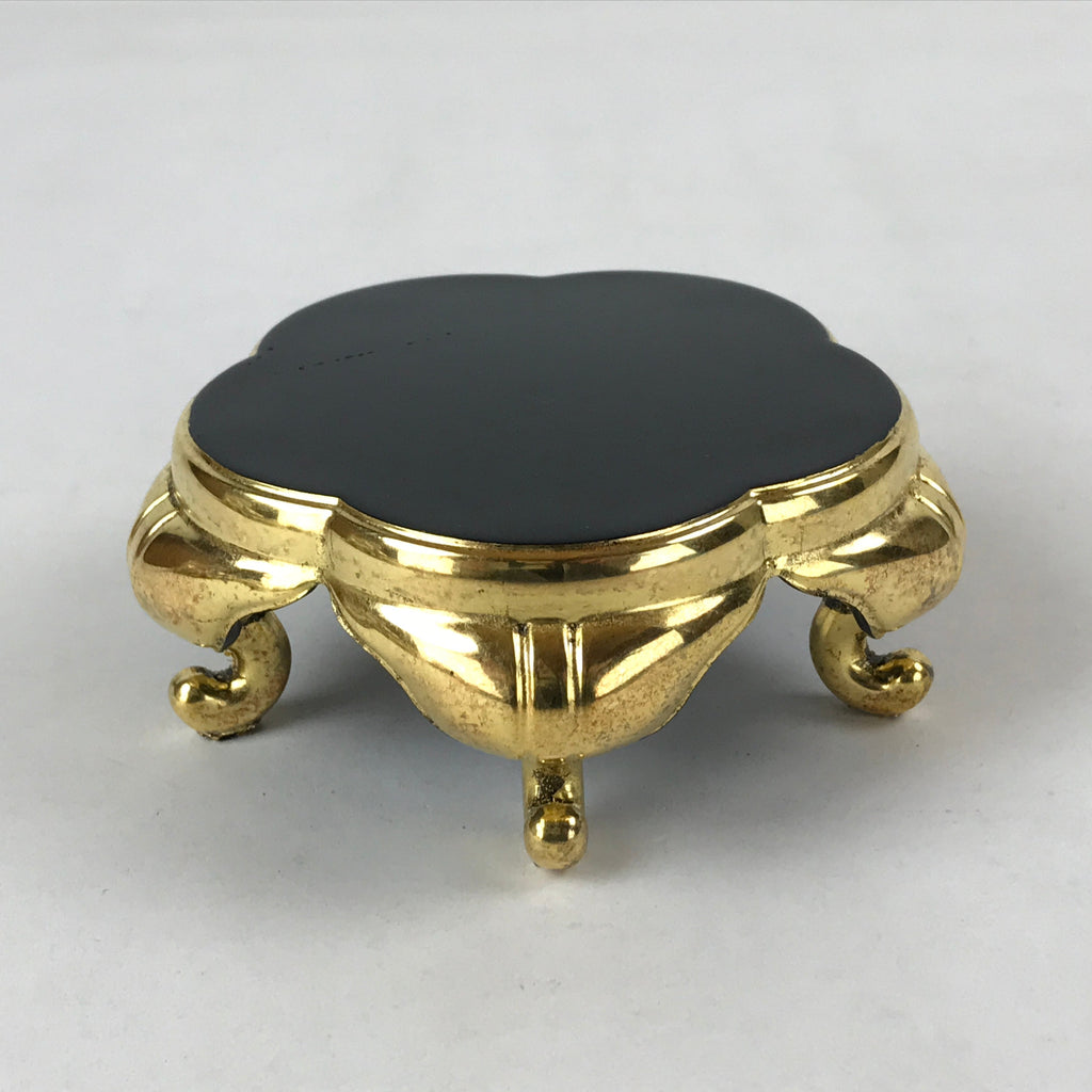Japanese Buddhist Altar Fitting Offering Cup Stand Vtg Bukki Black Gold BA191