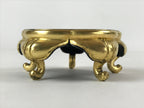 Japanese Buddhist Altar Fitting Offering Cup Stand Vtg Bukki Black Gold BA192