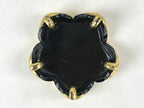Japanese Buddhist Altar Fitting Offering Cup Stand Vtg Bukki Black Gold BA192