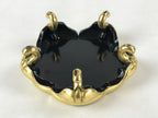 Japanese Buddhist Altar Fitting Offering Cup Stand Vtg Bukki Black Gold BA192