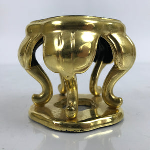 Japanese Buddhist Altar Fitting Offering Cup Stand Vtg Bukki Black Gold BA358