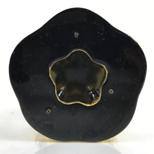 Japanese Buddhist Altar Fitting Offering Cup Stand Vtg Bukki Black Gold BA358