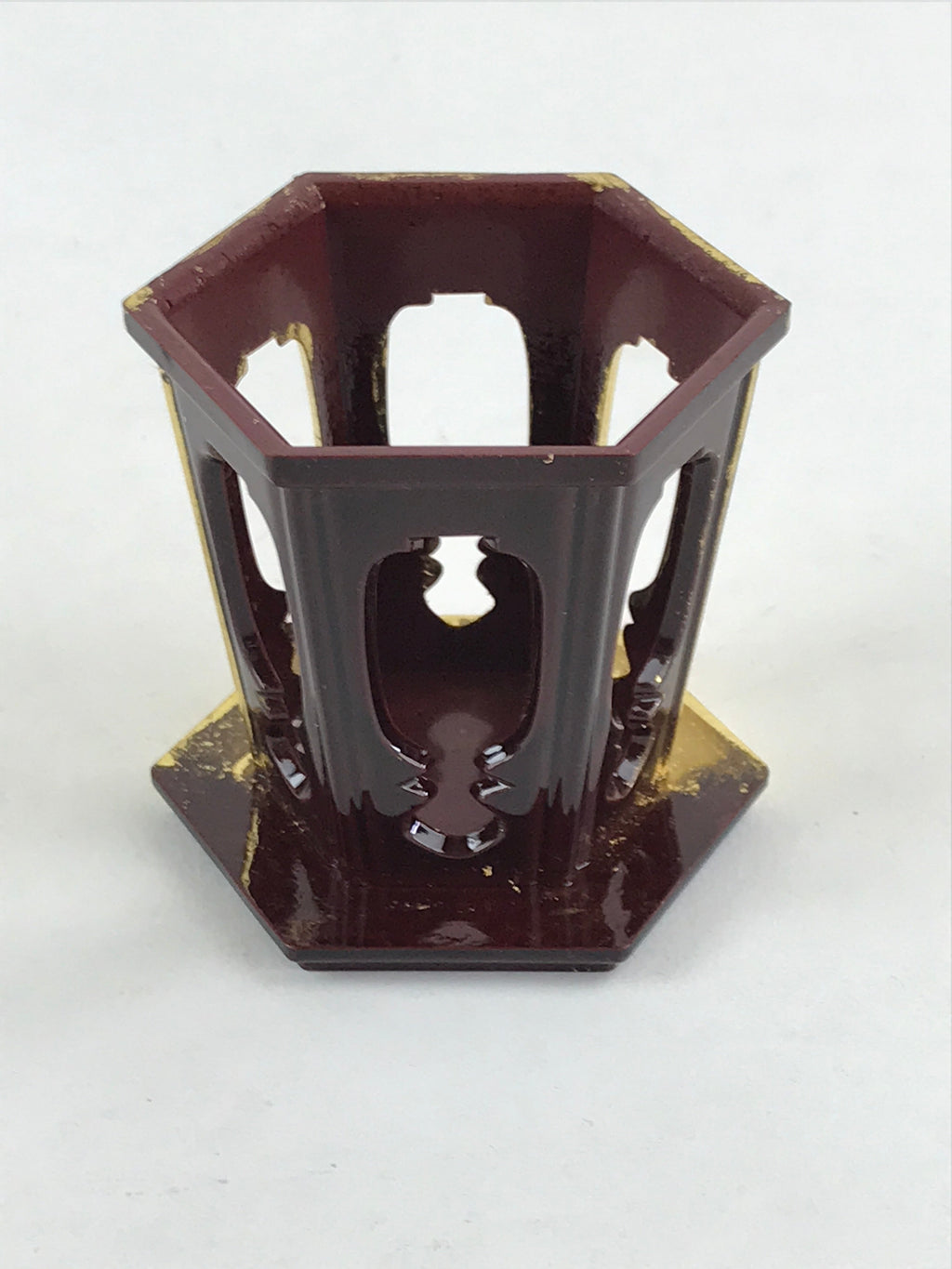 Japanese Buddhist Altar Fitting Offering Cup Stand Vtg Bukki Butsugu Gold BA28