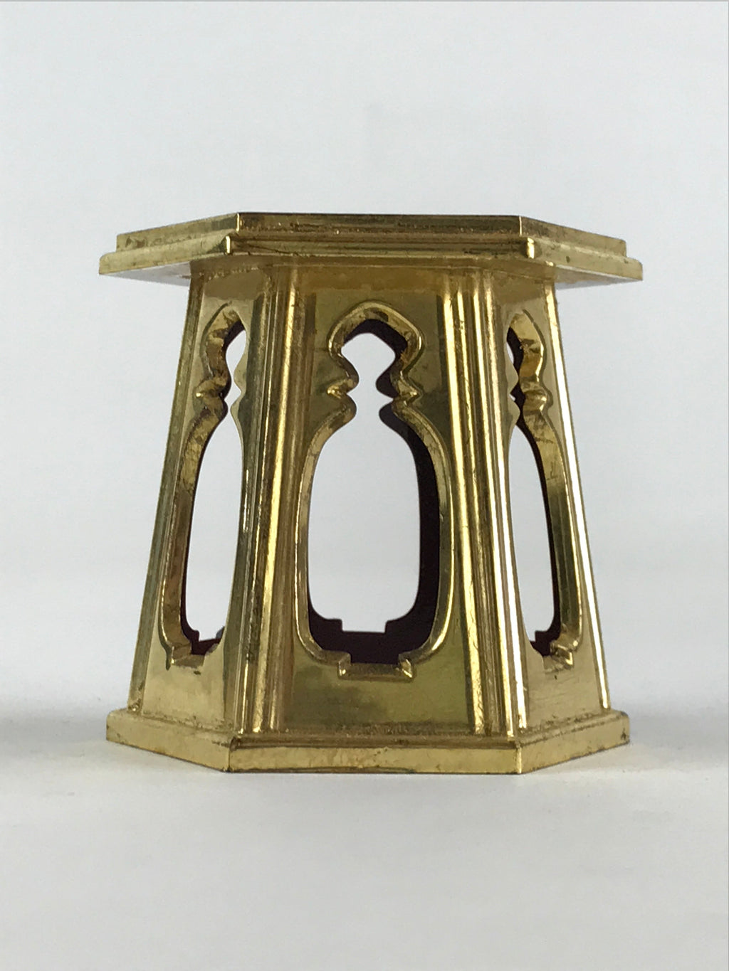 Japanese Buddhist Altar Fitting Offering Cup Stand Vtg Bukki Butsugu Gold BA28