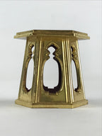 Japanese Buddhist Altar Fitting Offering Cup Stand Vtg Bukki Butsugu Gold BA28