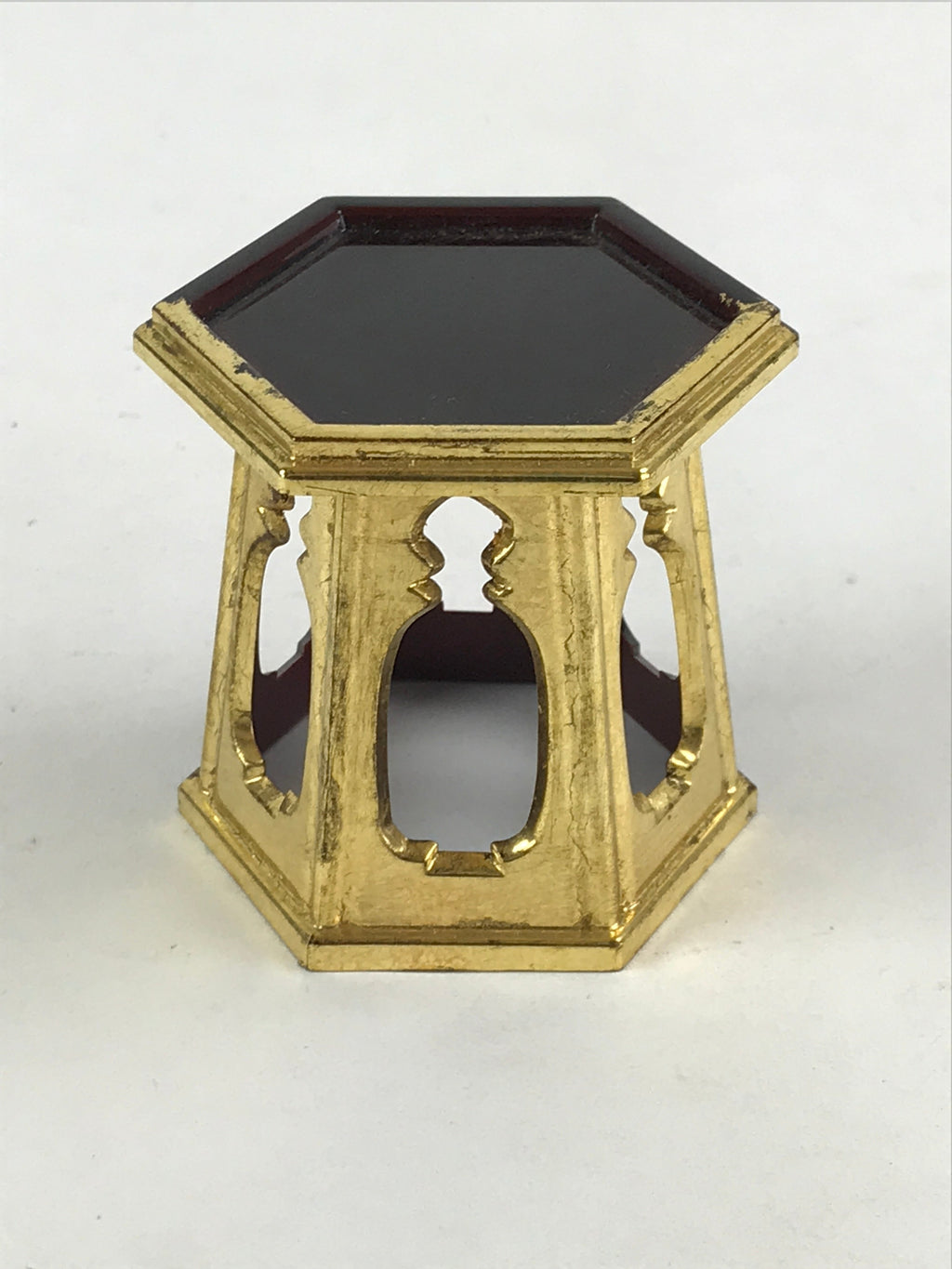 Japanese Buddhist Altar Fitting Offering Cup Stand Vtg Bukki Butsugu Gold BA28