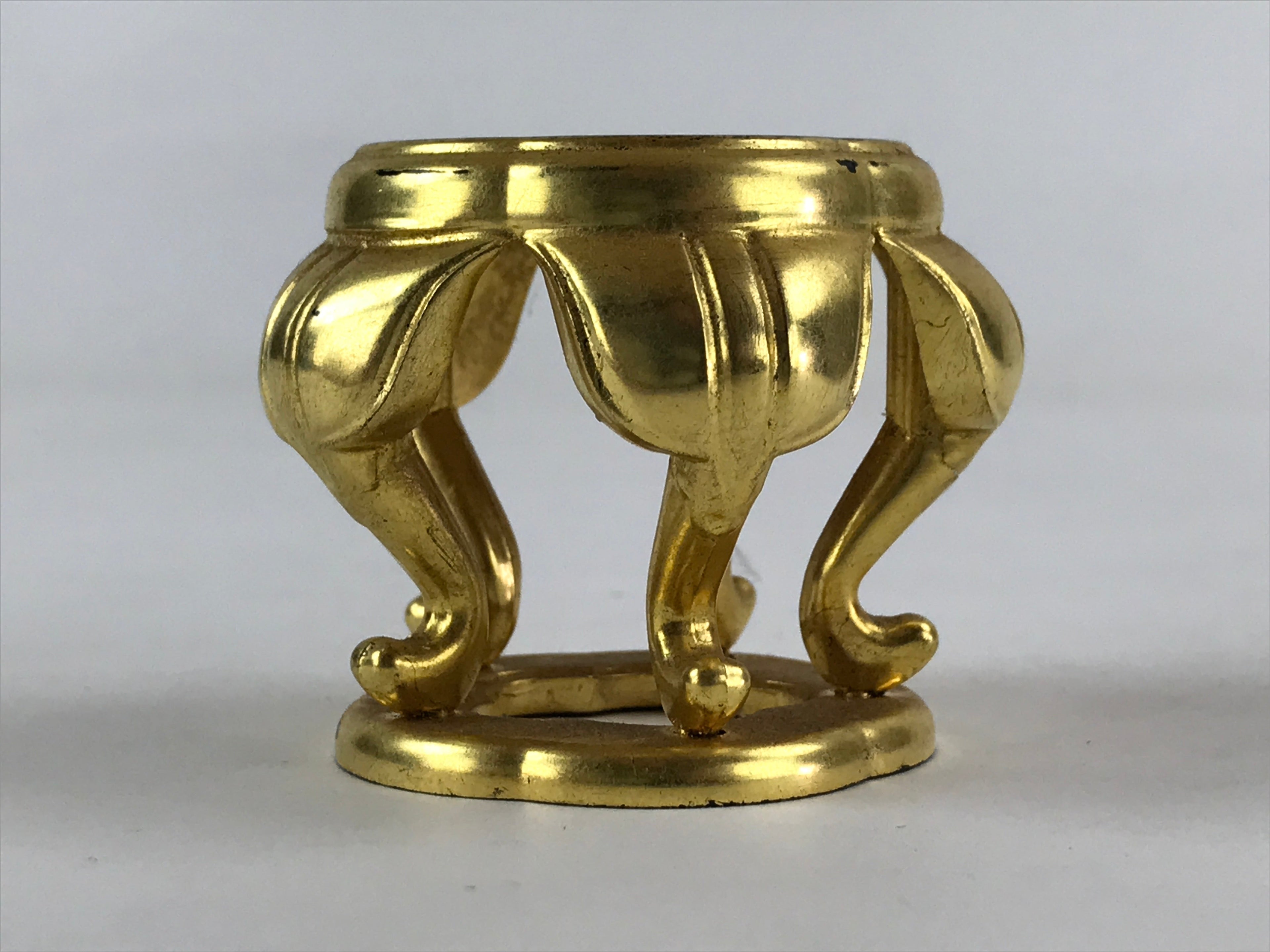 Japanese Buddhist Altar Fitting Offering Cup Stand Vtg Bukki Butsugu Gold BA31