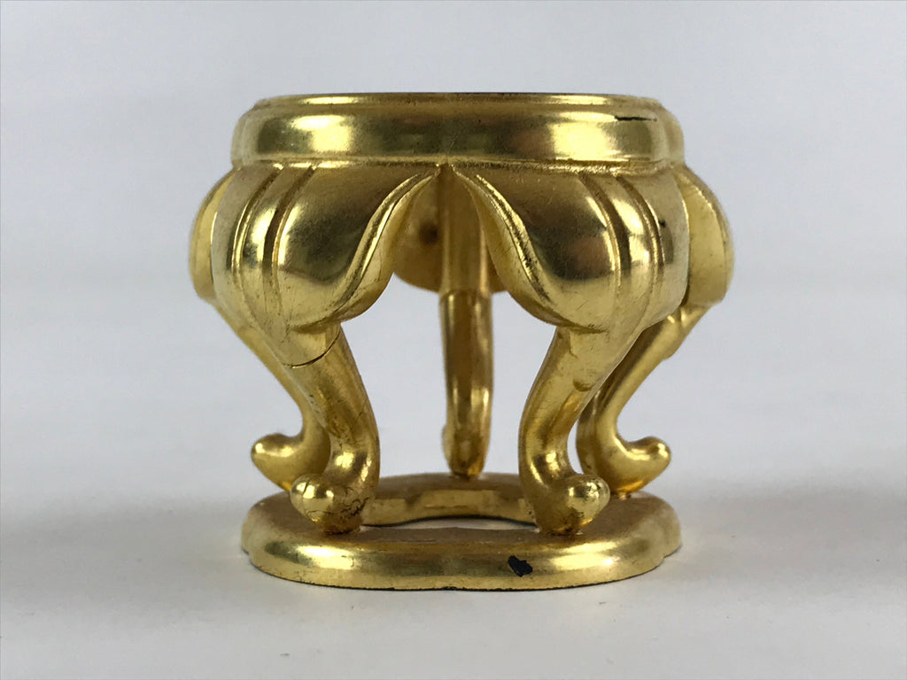 Japanese Buddhist Altar Fitting Offering Cup Stand Vtg Bukki Butsugu Gold BA31