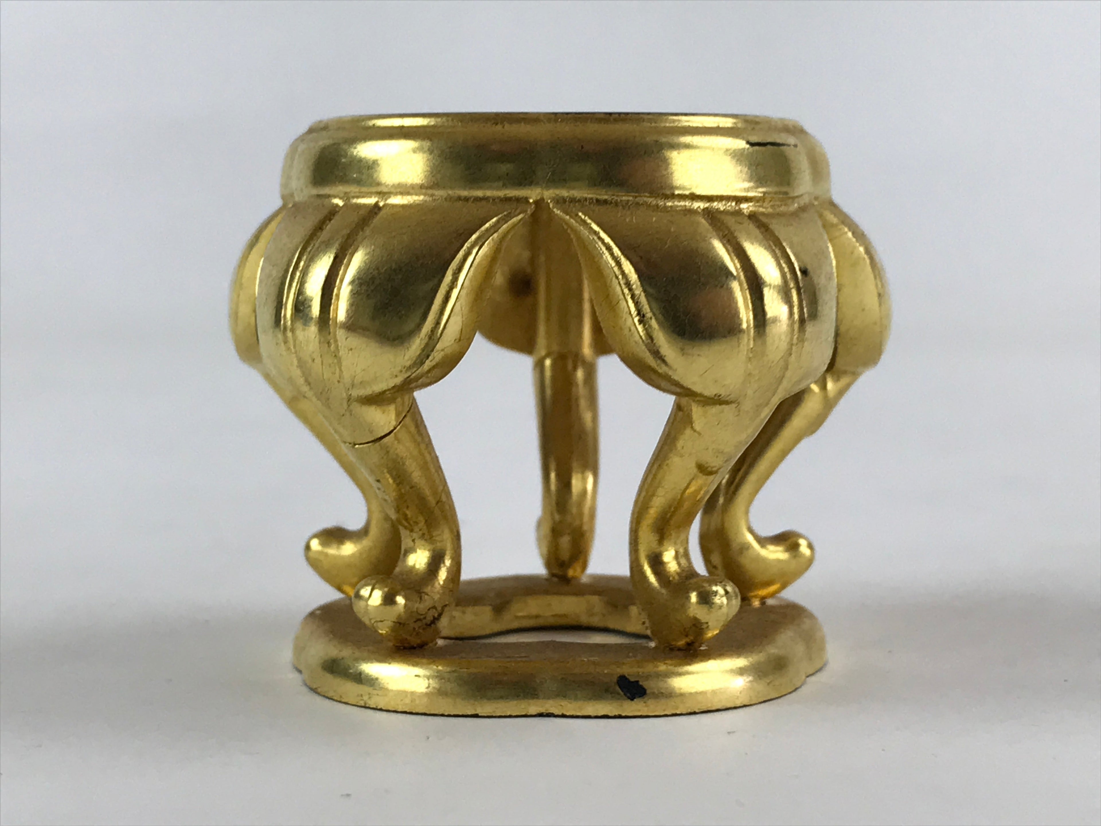 Japanese Buddhist Altar Fitting Offering Cup Stand Vtg Bukki Butsugu Gold BA31