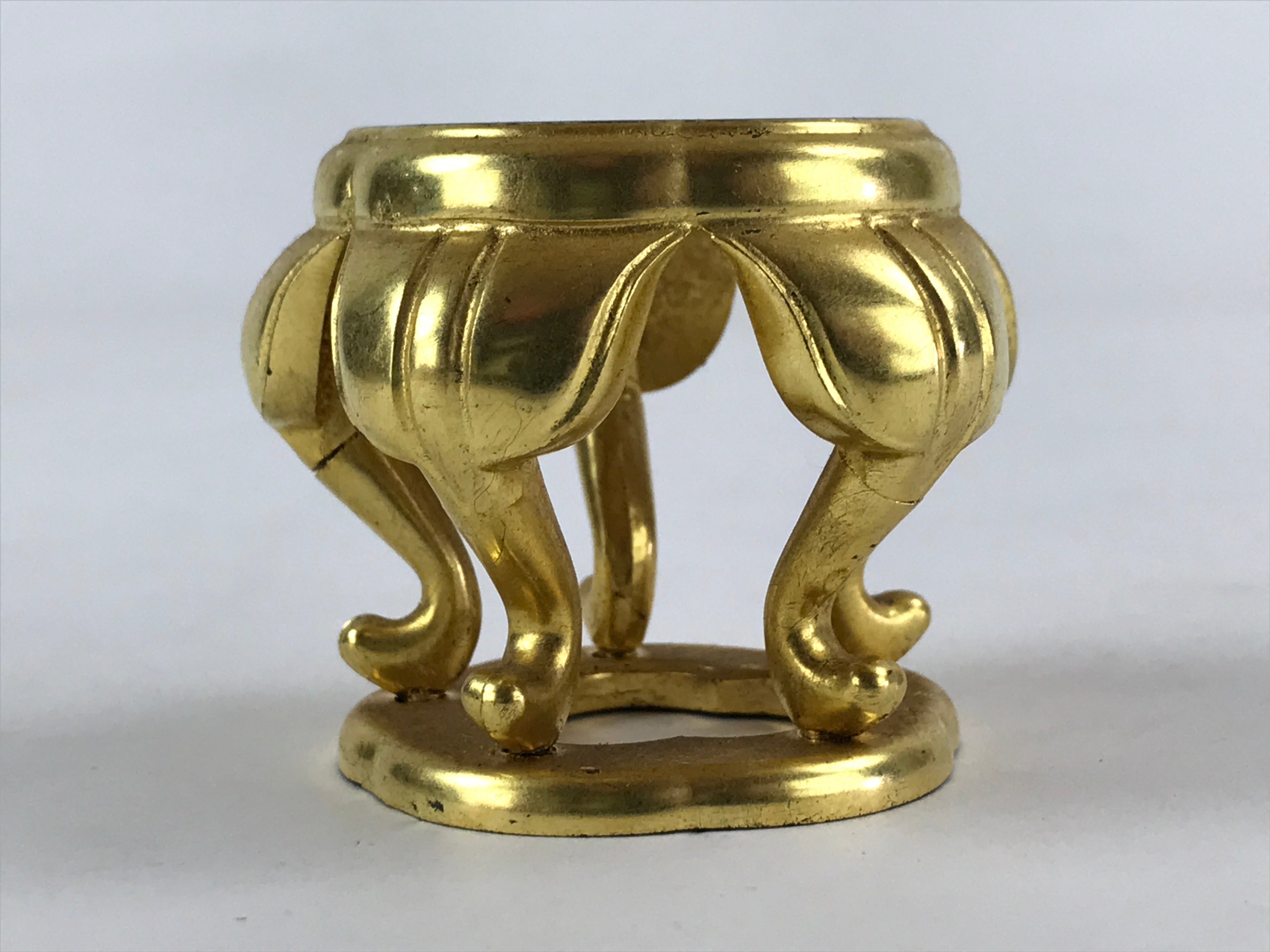 Japanese Buddhist Altar Fitting Offering Cup Stand Vtg Bukki Butsugu Gold BA31
