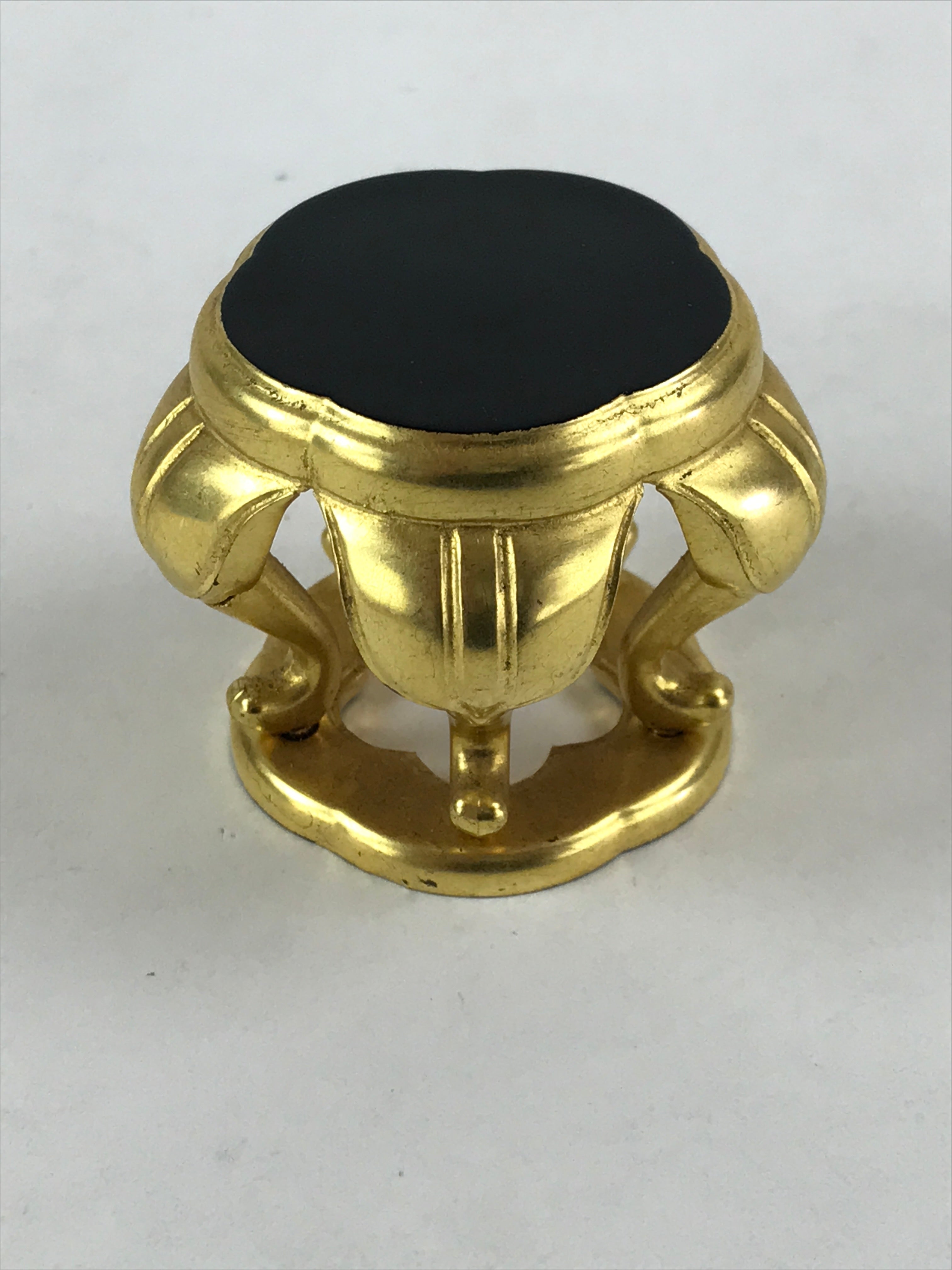 Japanese Buddhist Altar Fitting Offering Cup Stand Vtg Bukki Butsugu Gold BA31