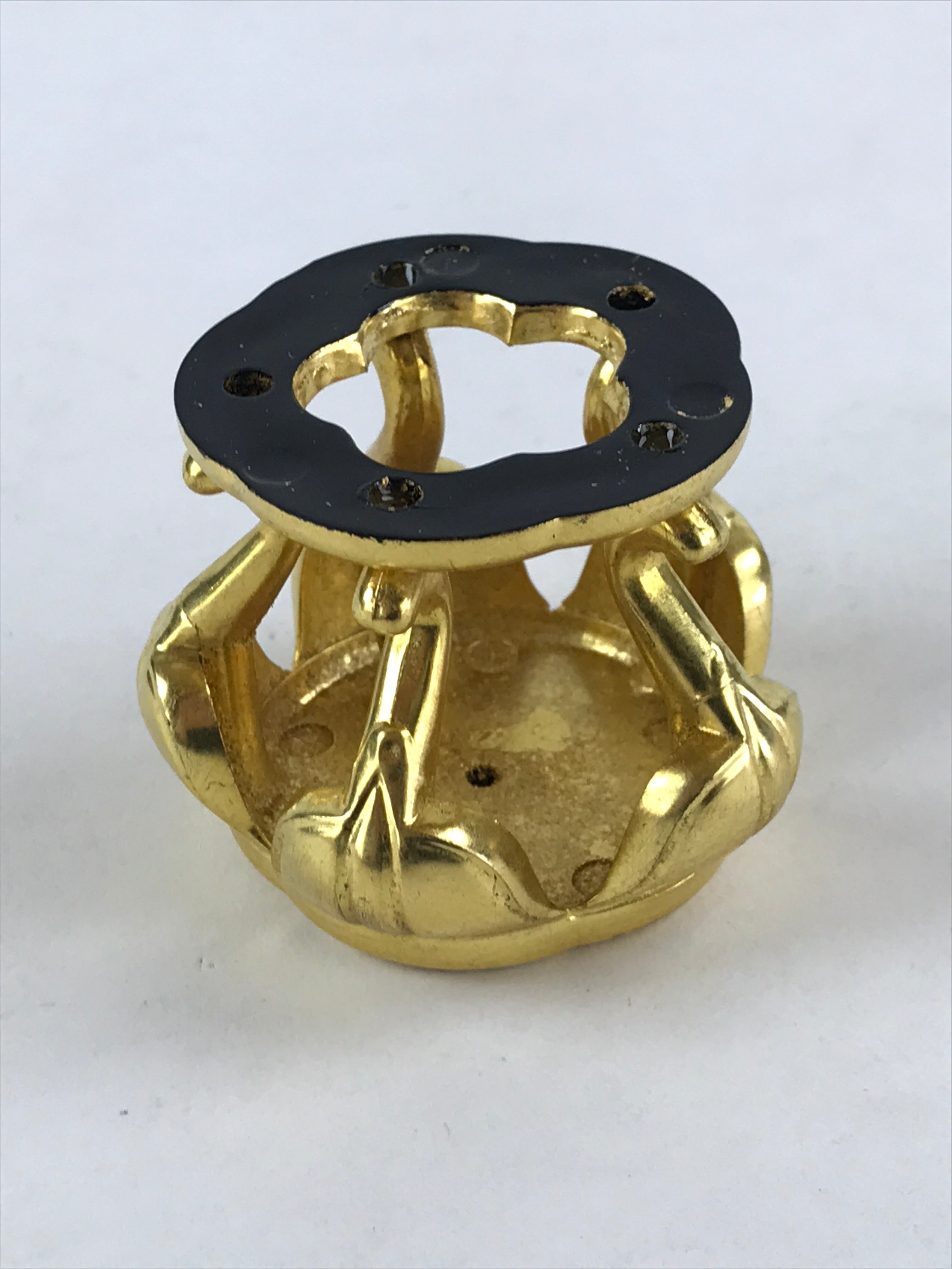 Japanese Buddhist Altar Fitting Offering Cup Stand Vtg Bukki Butsugu Gold BA31
