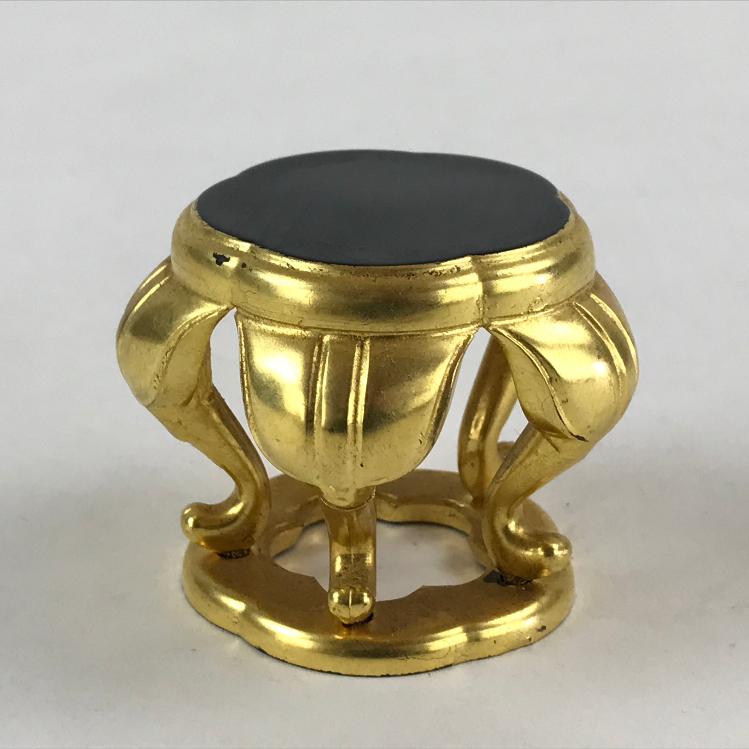 Japanese Buddhist Altar Fitting Offering Cup Stand Vtg Bukki Butsugu Gold BA31