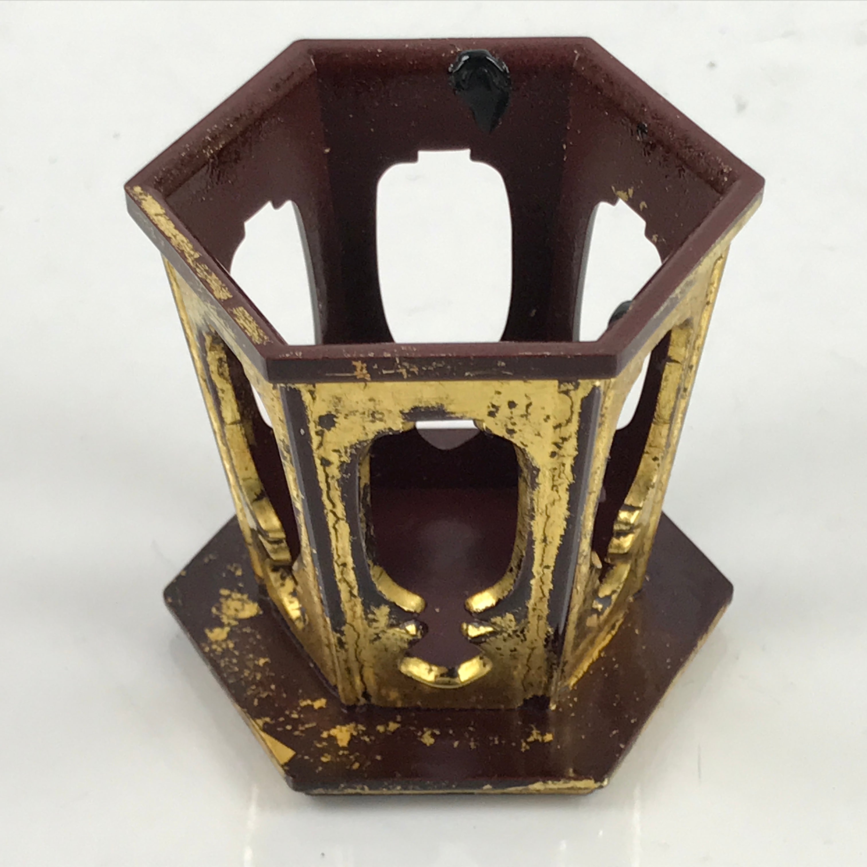 Japanese Buddhist Altar Fitting Offering Cup Stand Vtg Bukki Butsugu Gold BA416