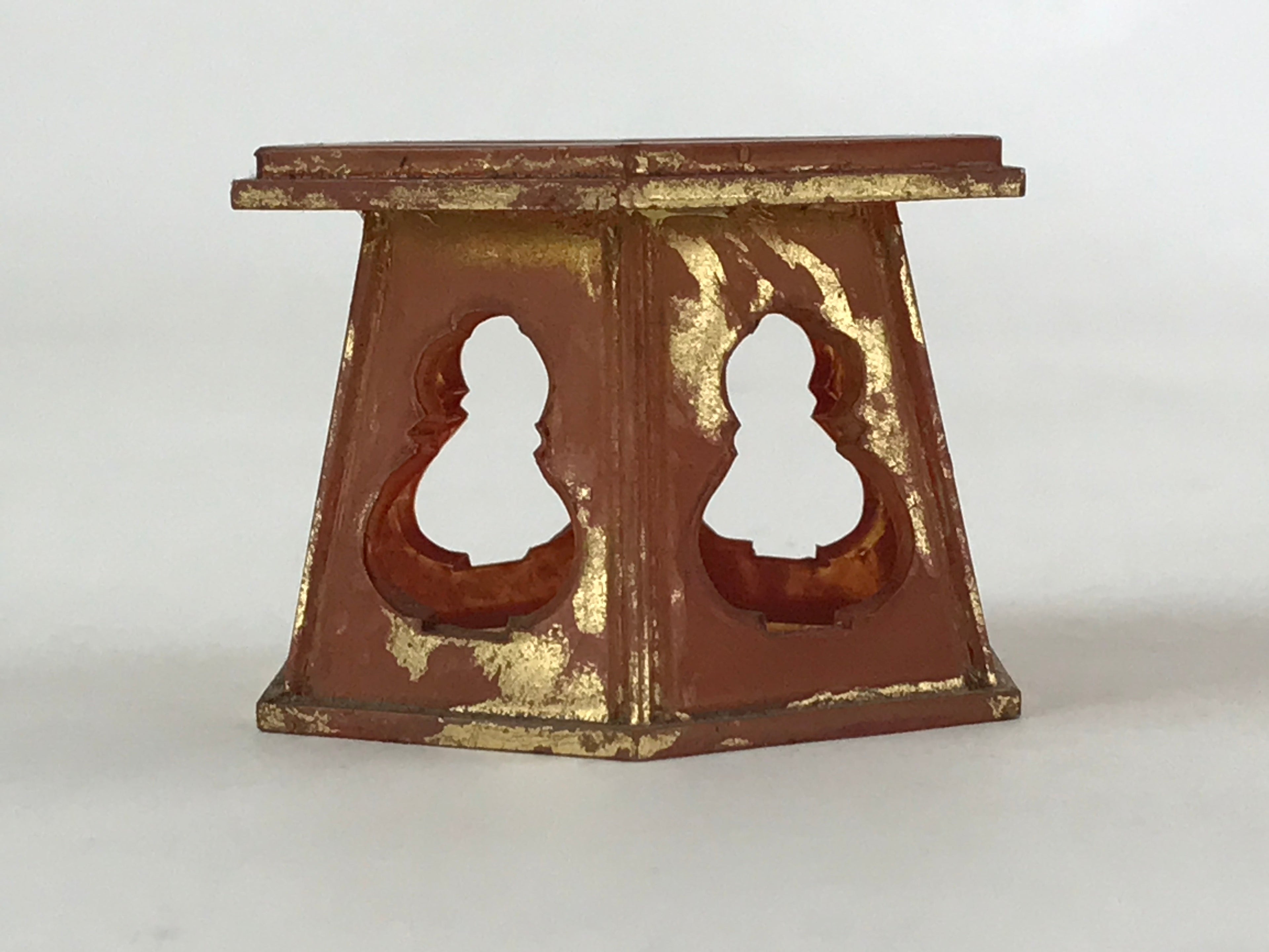 Japanese Buddhist Altar Fitting Offering Cup Stand Vtg Bukki Butsugu Red BA106