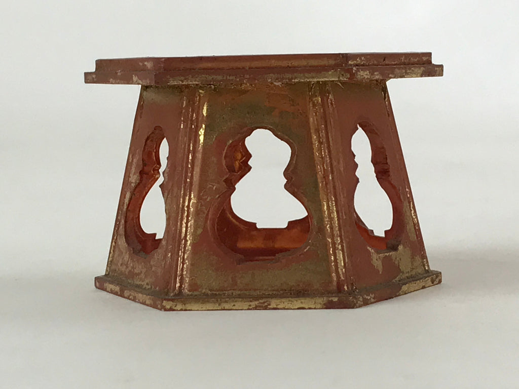 Japanese Buddhist Altar Fitting Offering Cup Stand Vtg Bukki Butsugu Red BA106