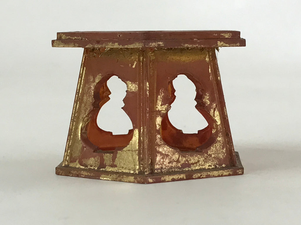 Japanese Buddhist Altar Fitting Offering Cup Stand Vtg Bukki Butsugu Red BA106
