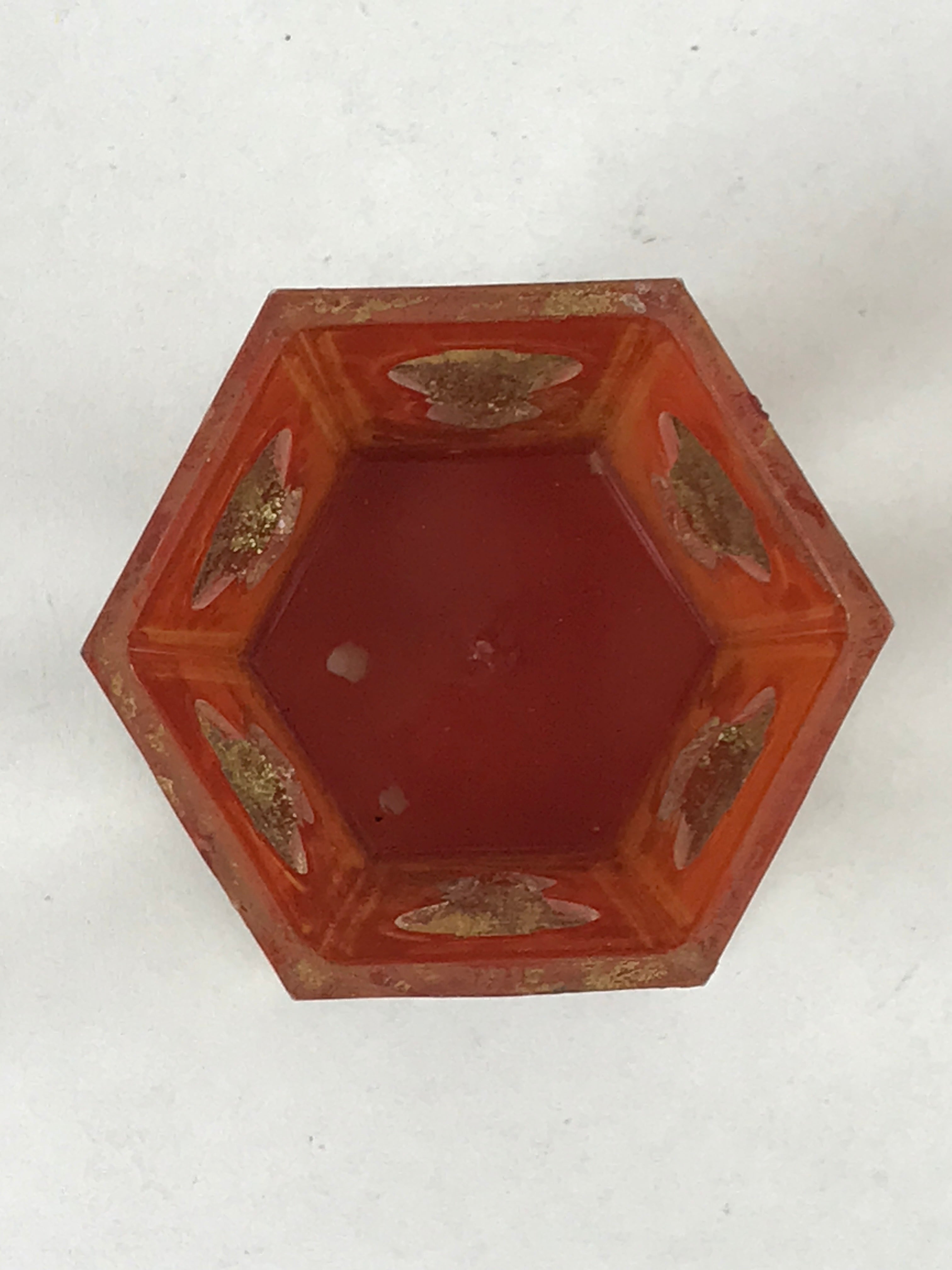 Japanese Buddhist Altar Fitting Offering Cup Stand Vtg Bukki Butsugu Red BA106