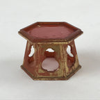 Japanese Buddhist Altar Fitting Offering Cup Stand Vtg Bukki Butsugu Red BA106