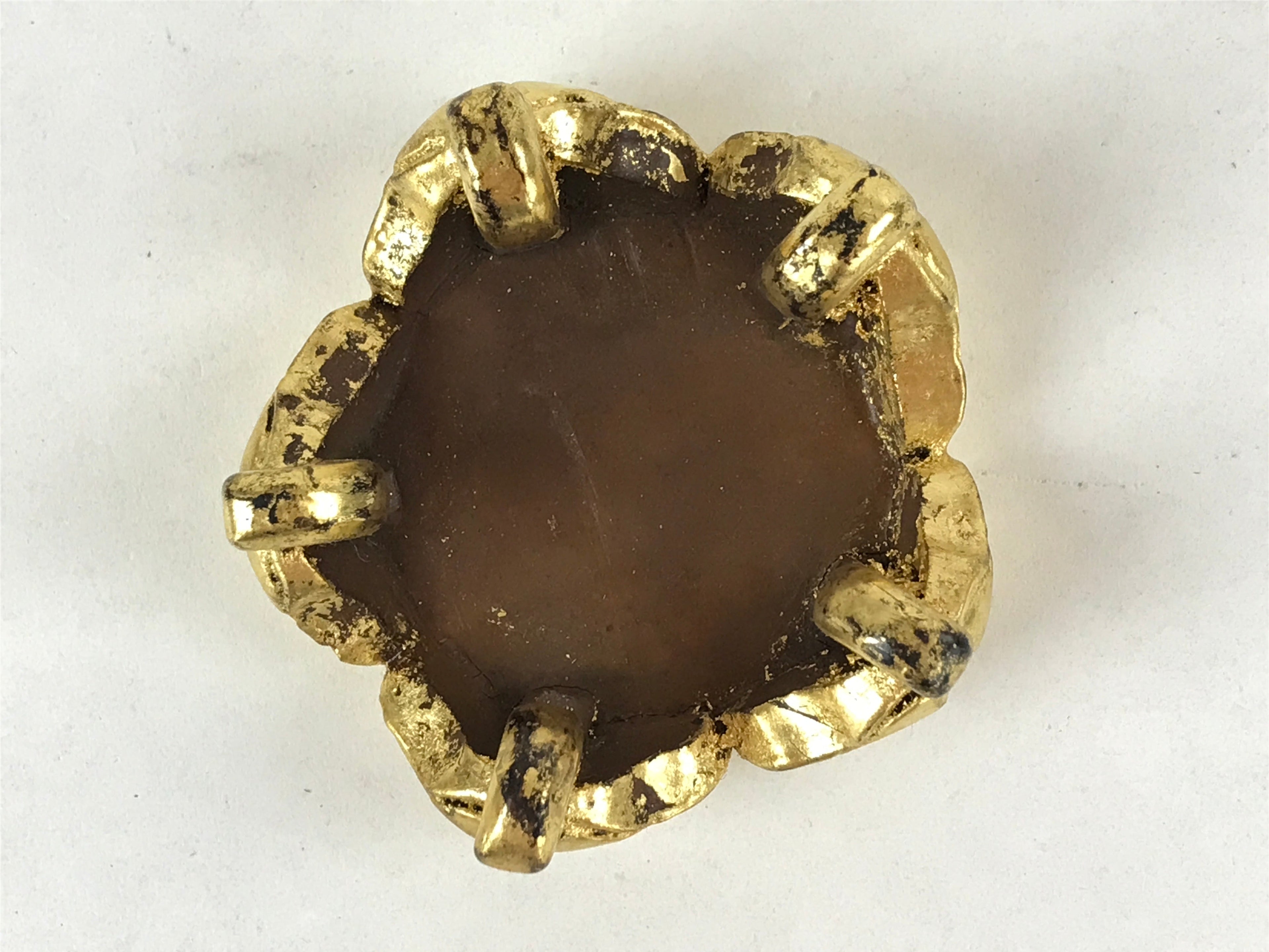 Japanese Buddhist Altar Fitting Offering Cup Stand Vtg Bukki Red Gold BA163