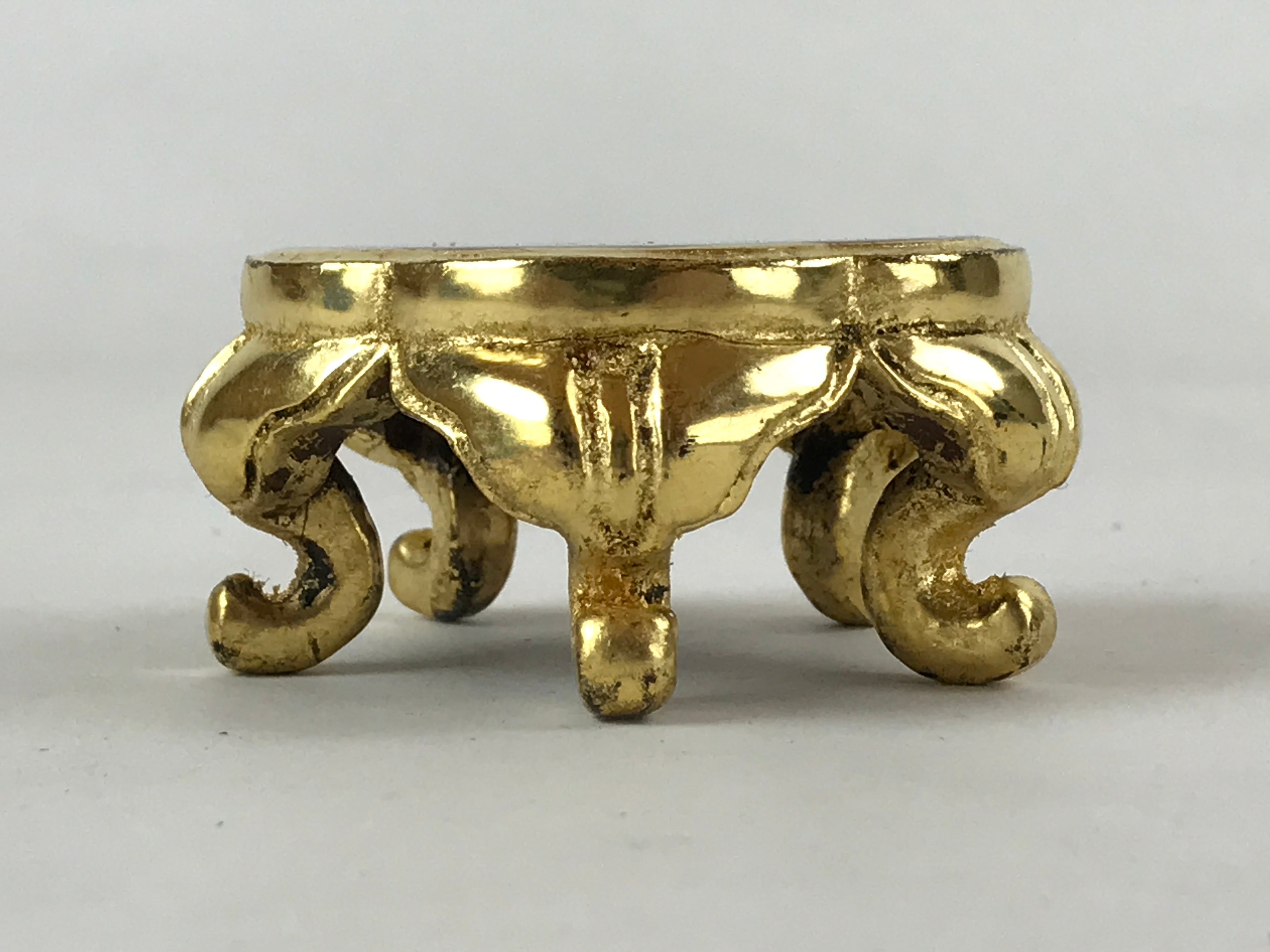 Japanese Buddhist Altar Fitting Offering Cup Stand Vtg Bukki Red Gold BA163