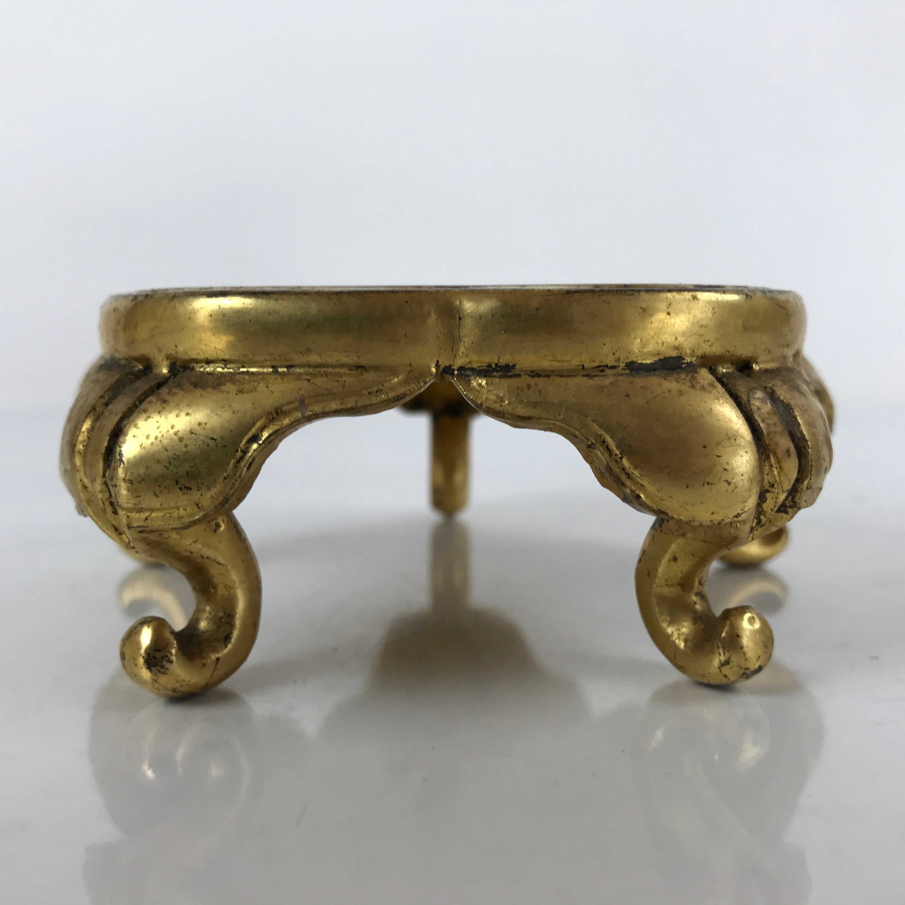 Japanese Buddhist Altar Fitting Offering Cup Stand Vtg Bukki Red Gold BA301