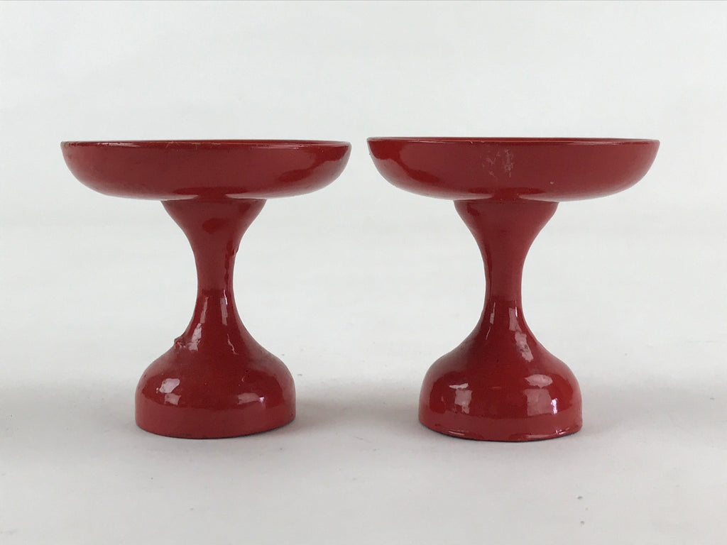 Japanese Buddhist Altar Fitting Offering Stand Pair High Cup Takatsuki Red BA26