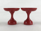 Japanese Buddhist Altar Fitting Offering Stand Pair High Cup Takatsuki Red BA26
