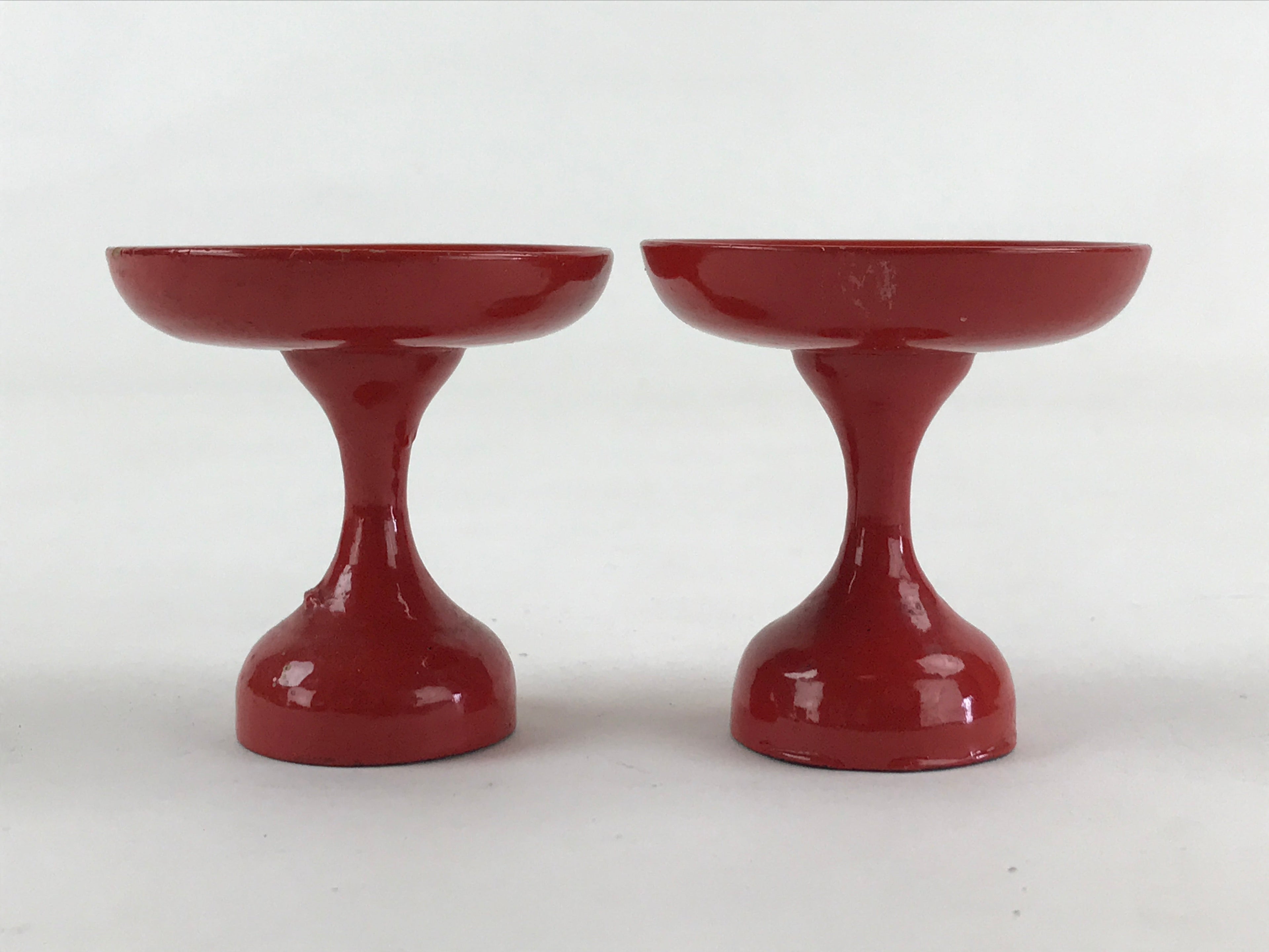 Japanese Buddhist Altar Fitting Offering Stand Pair High Cup Takatsuki Red BA26
