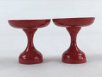 Japanese Buddhist Altar Fitting Offering Stand Pair High Cup Takatsuki Red BA26
