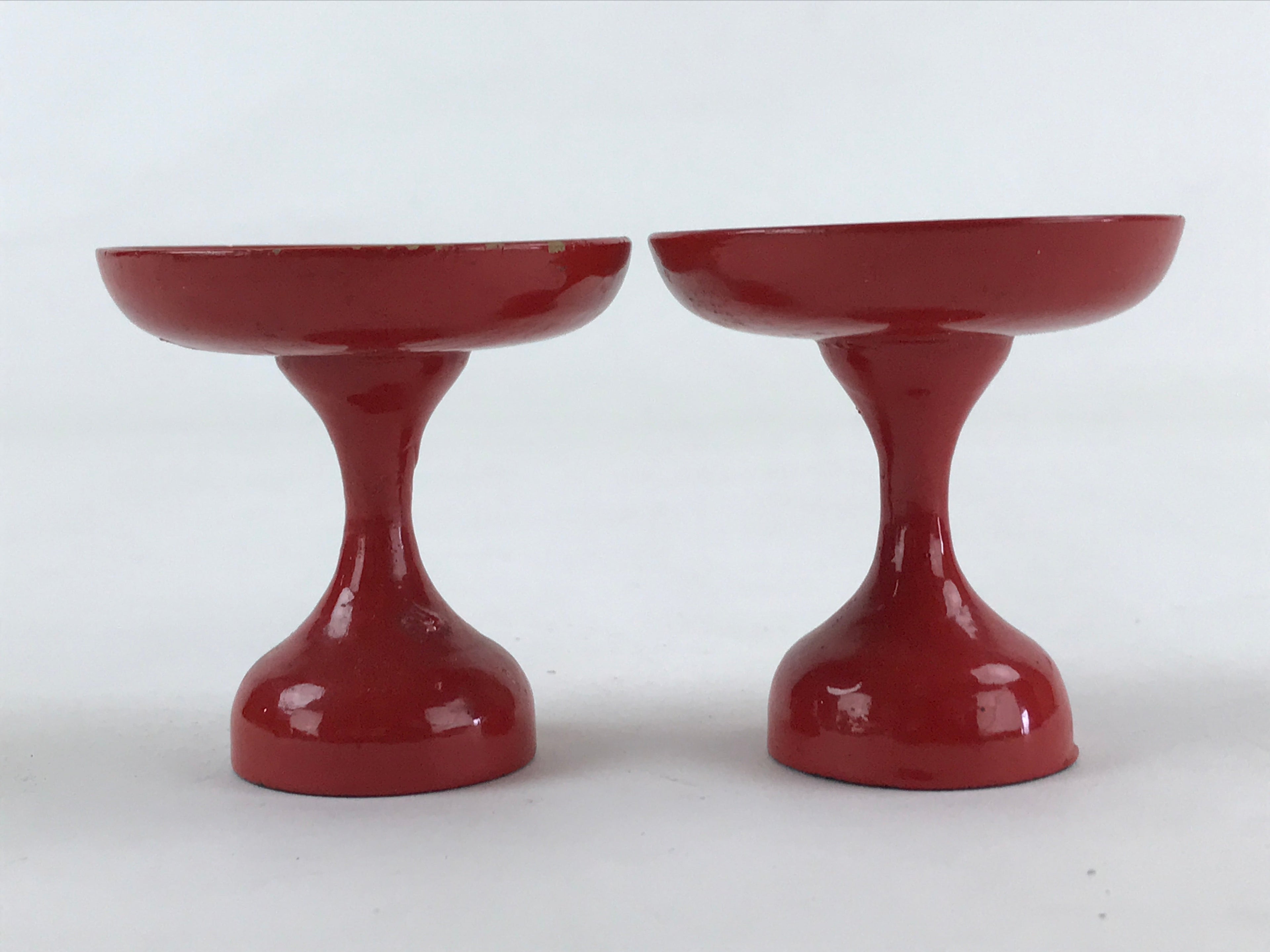 Japanese Buddhist Altar Fitting Offering Stand Pair High Cup Takatsuki Red BA26
